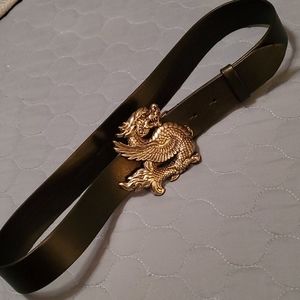 Beautiful Leather Belt with Chunky Dragon Buckle